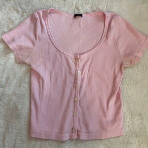 Brandy Melville Pink Ribbed Crop Top